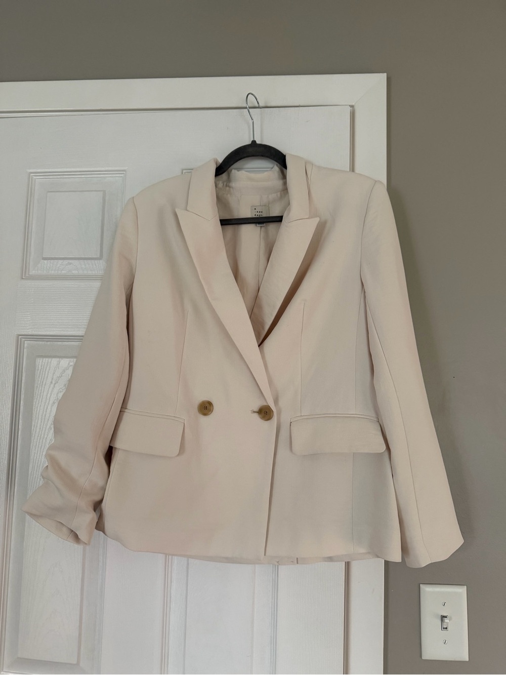 A New Day Cream Double-Breasted Blazer Jacket